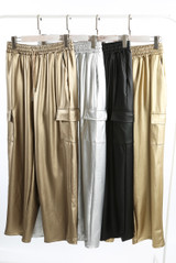 Wide Leg Metallic Cargo Trouser