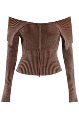 Bardot Ribbed Zip Up Cardigan