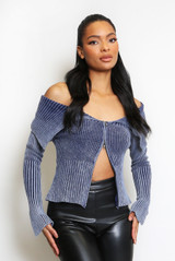 Bardot Ribbed Zip Up Cardigan