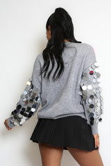 Sequin Disc Round Neck Jumper