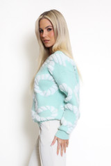 Rope Print Round Neck Knitted Jumper