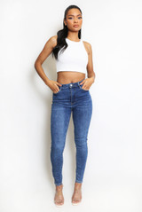 Mid Blue High Waisted Skinny Fit Jeans