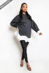 Exaggerated Hem Longline Sweatshirt