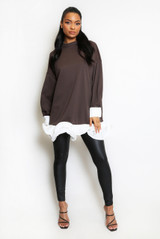 Exaggerated Hem Longline Sweatshirt