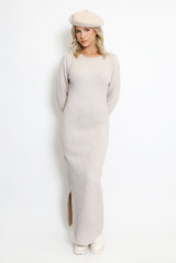 Round Neck Side Slit Knitted Dress