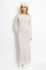 Round Neck Side Slit Knitted Dress