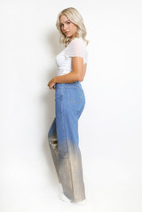 Foil Two Tone Flare Denim Jeans