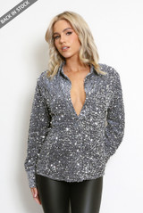 Sequin Long Sleeve Blouse