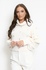 Diamante Embellished Roll Neck Jumper