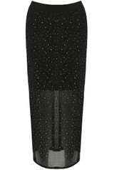 Black Embellished Midi Skirt