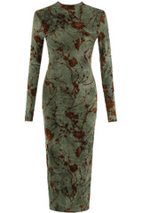 Floral Velvet Applique Midi Dress