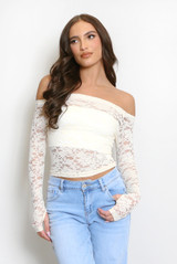 Sheer Lace Bardot Top