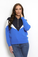 Tri-Colour Half Zip Jumper