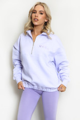 Mama Embroidered Half Zip Sweatshirt 