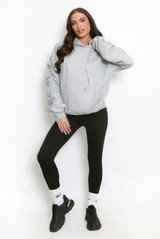 Ruched Sleeve Pocketed Hoodie