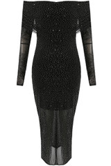 Embellished Bardot Midi Dress