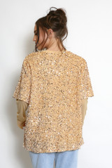 Sequin Mesh Sleeves Oversize T-Shirt