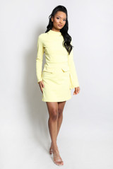 High Neck Shift Mini Dress With Open Cuff