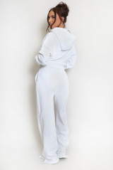 NYC Hooded Cropped Sweatshirt And Wide Leg Jogger Set