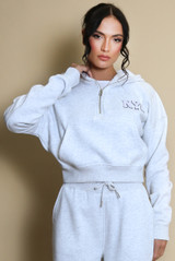 NYC Hooded Cropped Sweatshirt And Wide Leg Jogger Set