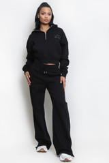 NYC Hooded Cropped Sweatshirt And Wide Leg Jogger Set