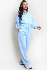 NYC Hooded Cropped Sweatshirt And Wide Leg Jogger Set