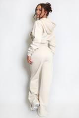 NYC Hooded Cropped Sweatshirt And Wide Leg Jogger Set