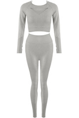 Three Piece Cut Out Gym Top and Legging Set 