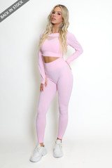 Three Piece Cut Out Gym Top and Legging Set 