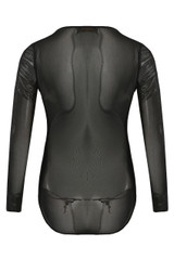 Black Embellished Diamante Sheer Bodysuit