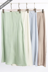 Satin High Waist A-Line Maxi Skirt