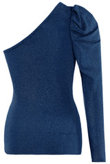 Foil Pleated One Shoulder Crop Tops