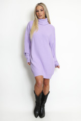 Knitted Roll Neck Long Jumper