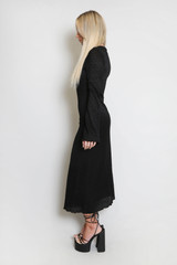 Flute Sleeve Lace Maxi Dress