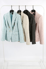 Tailored Tweed Check Double Breasted Blazer