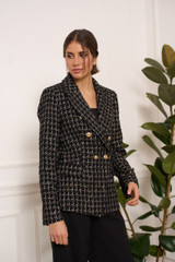 Tailored Tweed Check Double Breasted Blazer