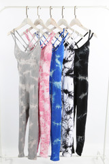 Tie Dye Print Criss Cross Back Unitard