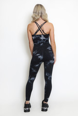 Tie Dye Print Criss Cross Back Unitard