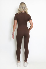 Ribbed Half Zip Up Unitard