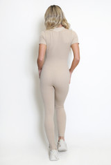 Ribbed Half Zip Up Unitard