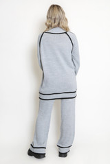 High Neck Knitted Jumper And Wide Leg Trouser Set