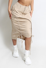 Ruched Front Cargo Midi Skirt