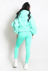 Ruched Sleeves Pocketed Hoodie And Leggings Set