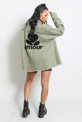 Amour Embroidered Raw Trim Shacket