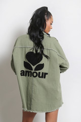 Amour Embroidered Raw Trim Shacket