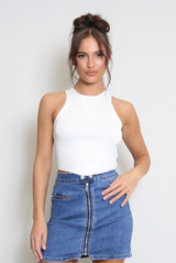 Fine Knit Ribbed Round Neck Crop Tops