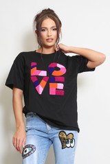 Contrast Love Slogan Print T-Shirt