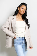 Tweed Double Breast Oversized Blazer