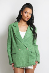 Tweed Double Breast Oversized Blazer