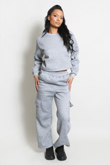 Jersey Sweatshirt And Wide Leg Cargo Set